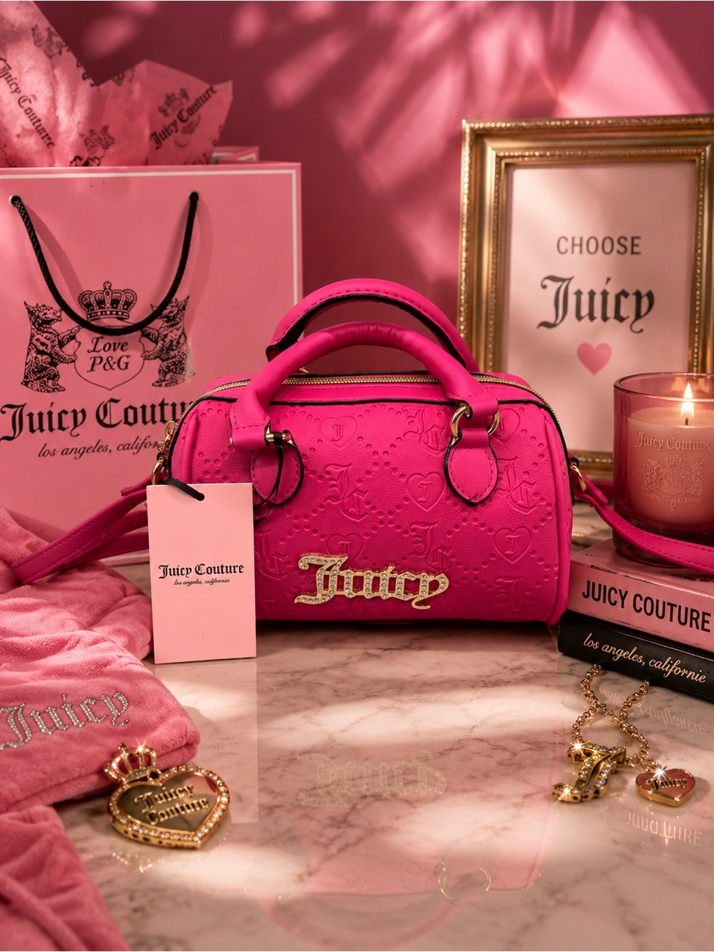 Juicy couture semi charmed satchel crossbody purse